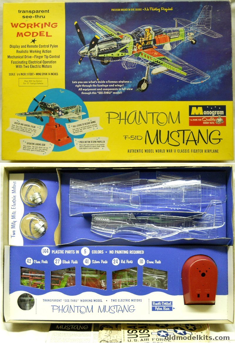 Monogram 1/32 Phantom Mustang F-51D (P-51) See-Thru Working Model, PA67-498 plastic model kit